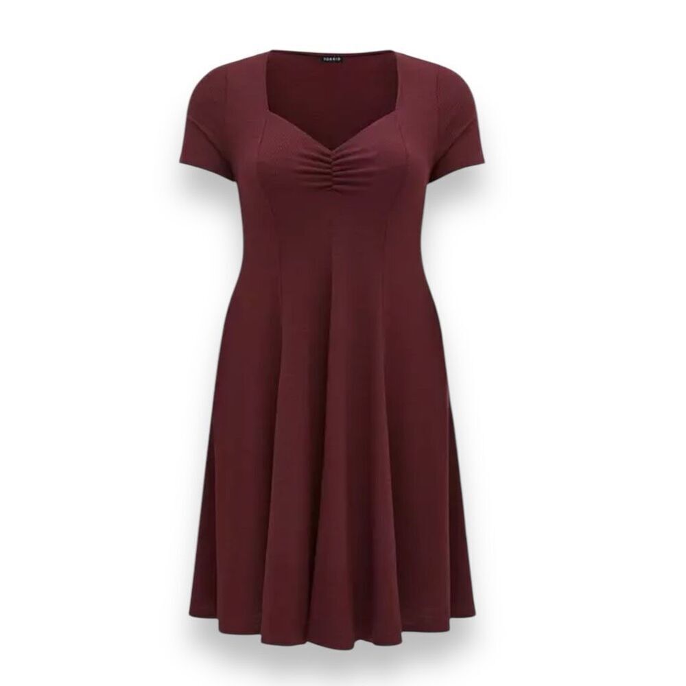 Torrid Slub Rib Fluted Dress size 2 Wine